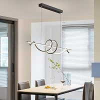 Mikeru LED Függőlámpa Spirál Dizájn 100 cm - Fekete Étkezőasztal Csillár Távirányítóval, Fényerő és Színhőmérséklet Szabályozás, 36W 5