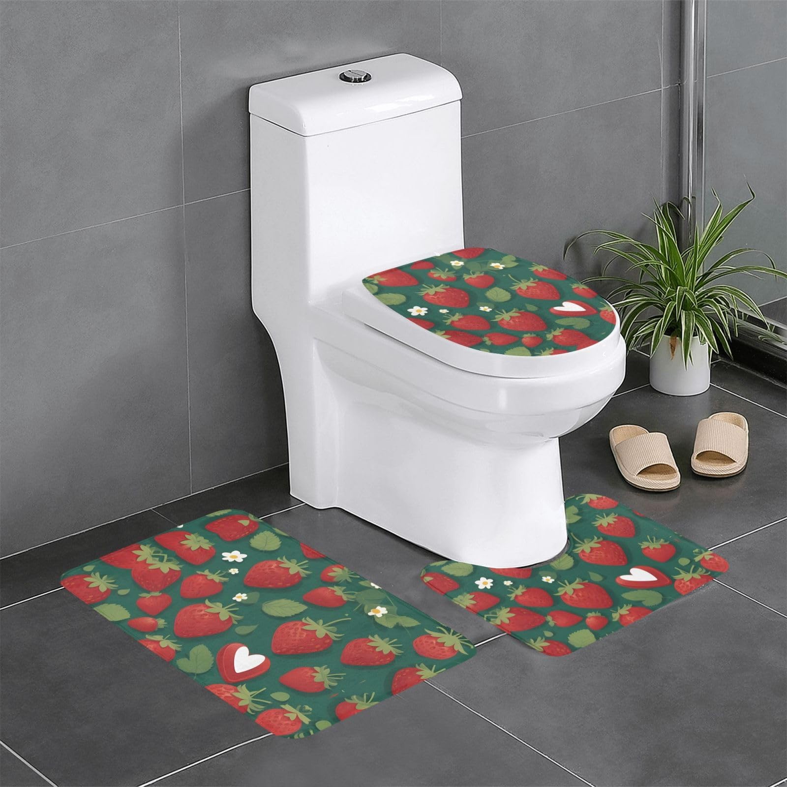 Tapis de salle de bain antidérapants pour une routine matinale douce motif fraises Love