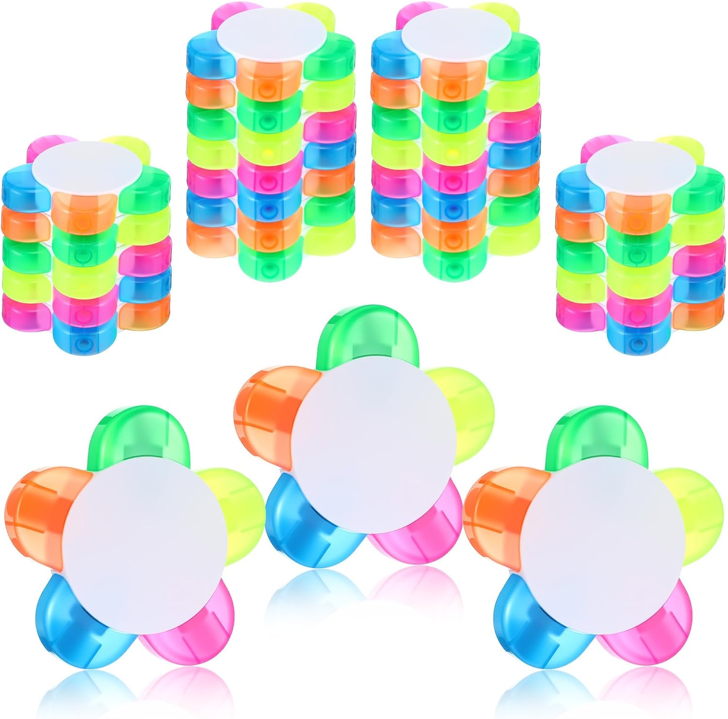 24PCS Petals Highlighters, Flower Shape Watercolor Highlighter Marker Assorted Colors 5-in-1 Fluorescent Pens Office Aesthetic Supplies for Journal Planner Coloring Book Underlining Note Taking
