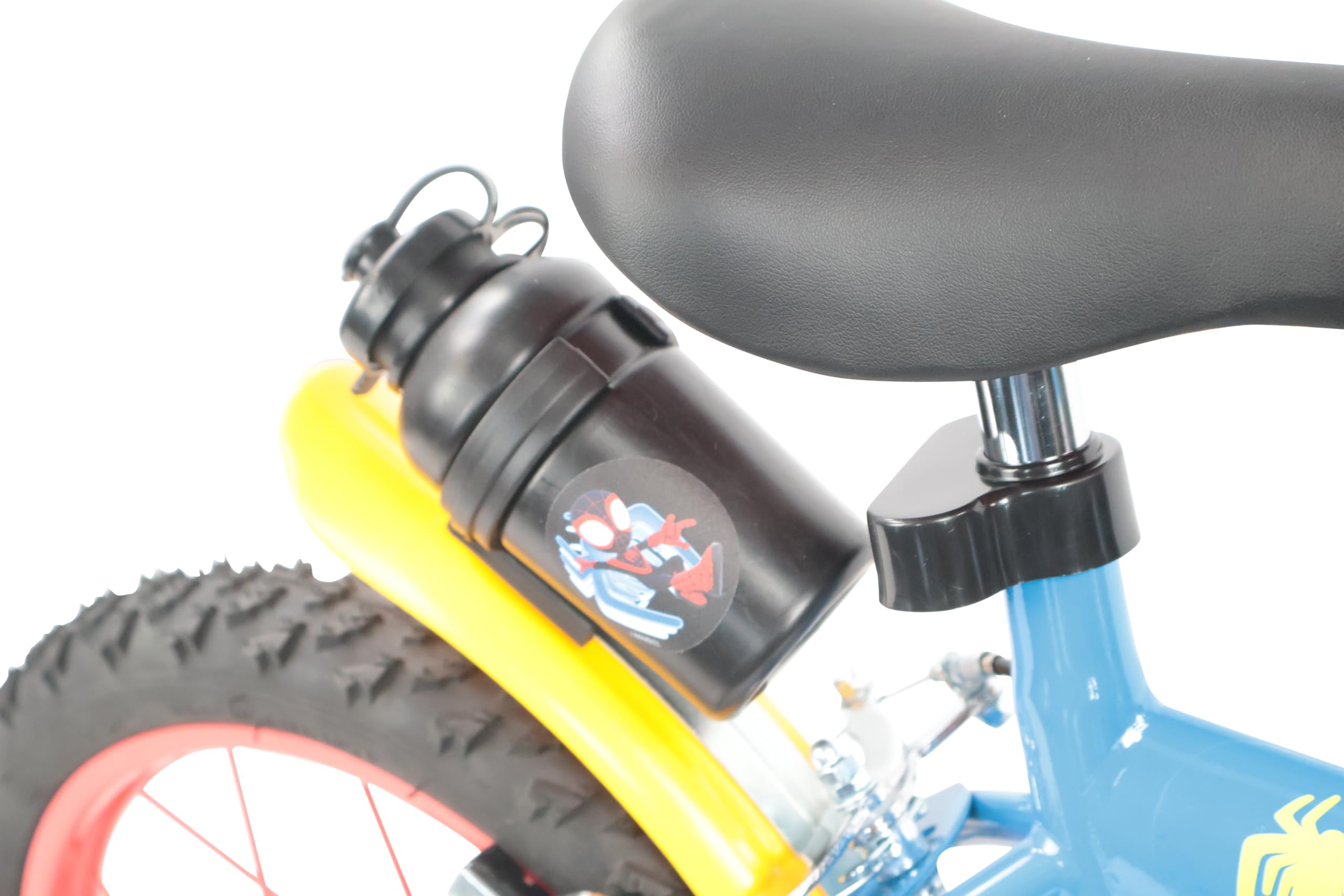 Denver Bike Bicicletta Bambino 16 Pollici Licensed Spidey, 4-6 Anni, Rotelle Removibili, Freni Caliper Anteriore/Posteriore, Telaio Acciaio, Ruote Gonfiabili, Borraccia e Scudo