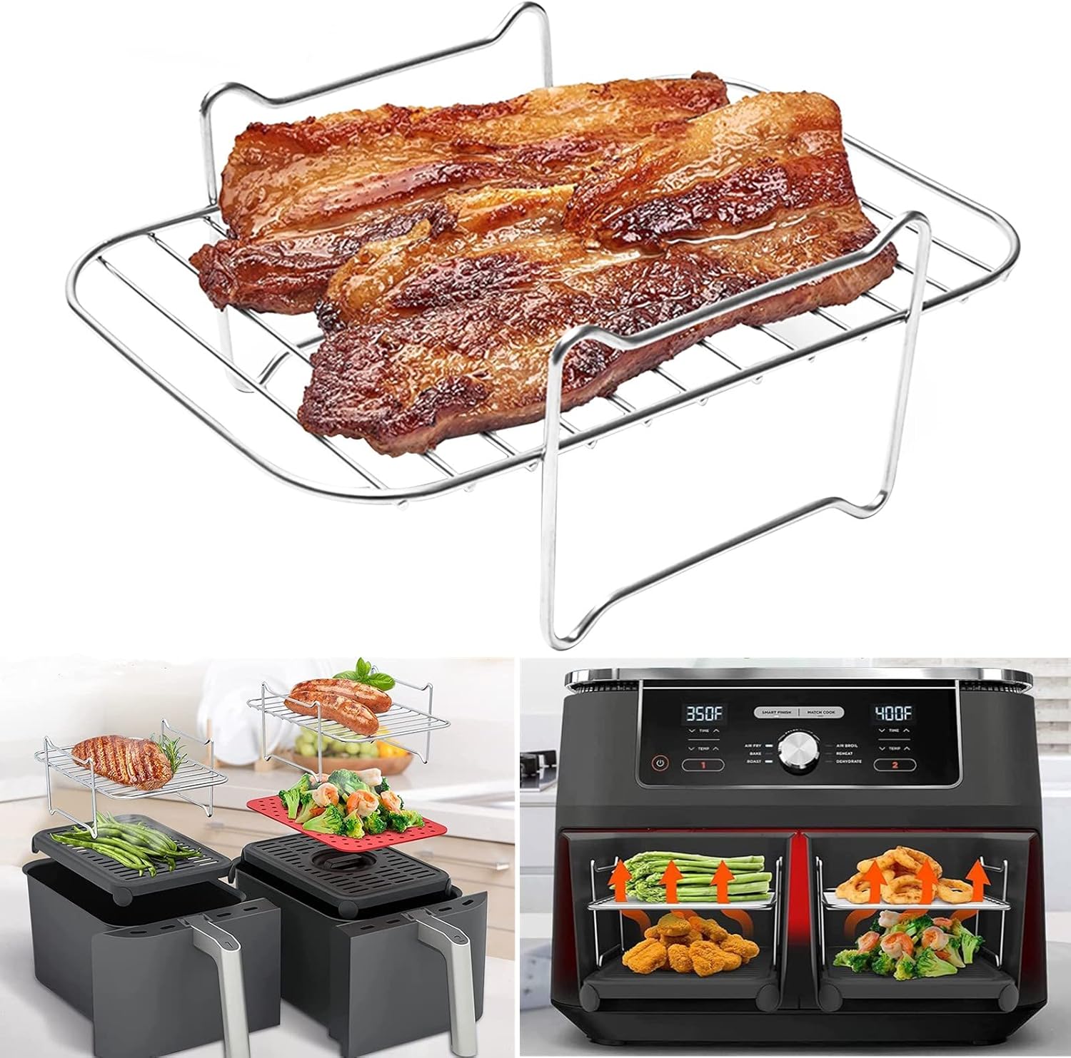 Air Fryer Accessories, Air Fryer Rack Compatible with Ninja Dual