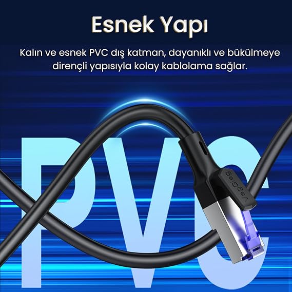 VegGieg CAT7 10Gbps Gigabit 600Mhz FTP RJ45 Ethernet Kablosu 10 Metre