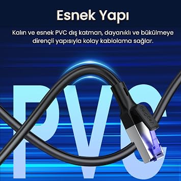 VegGieg CAT7 10Gbps Gigabit 600Mhz FTP RJ45 Ethernet Kablosu 10 Metre