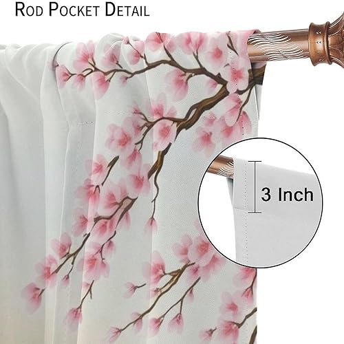 Miniatura 46 de Cortina japonesa, pintura de tinta tradicional retro con diseño de gato rojo cerezo en flores, cortinas con aislamiento térmico y bolsillo