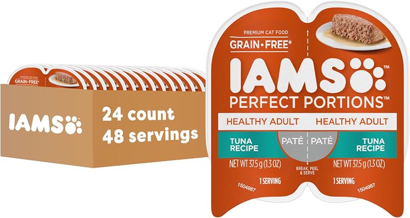 Ração úmida para gatos adultos IAMS Perfect Portions Patê de Atum em Sachês, 24 unidades