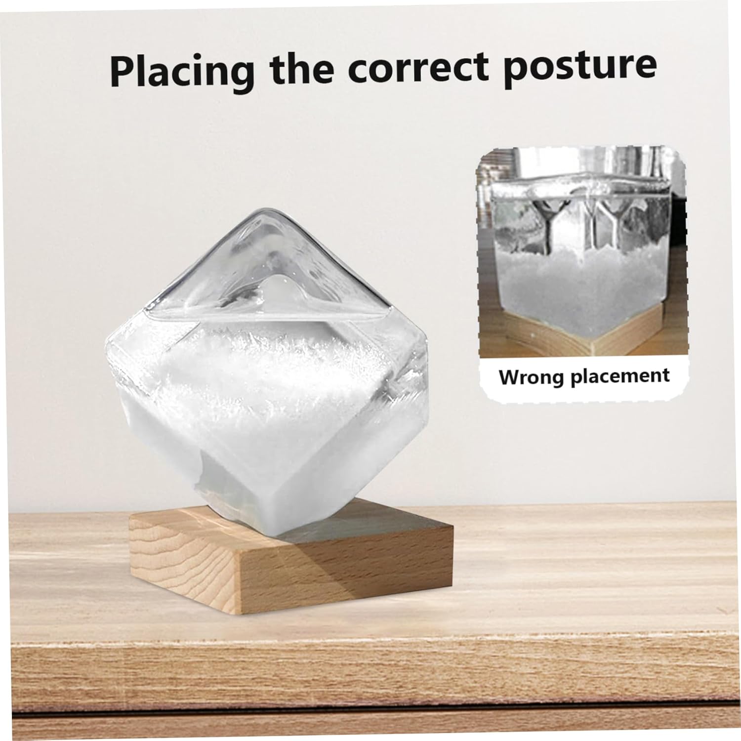 1pc Cube Storm Glass Weather Forecaster Storm Glass Weather Predictor Globe with Cube Design for Home Office Desktop Dec (with Light Base) Storm Glass Weather Forecaster Storm Glass Weather Predictor