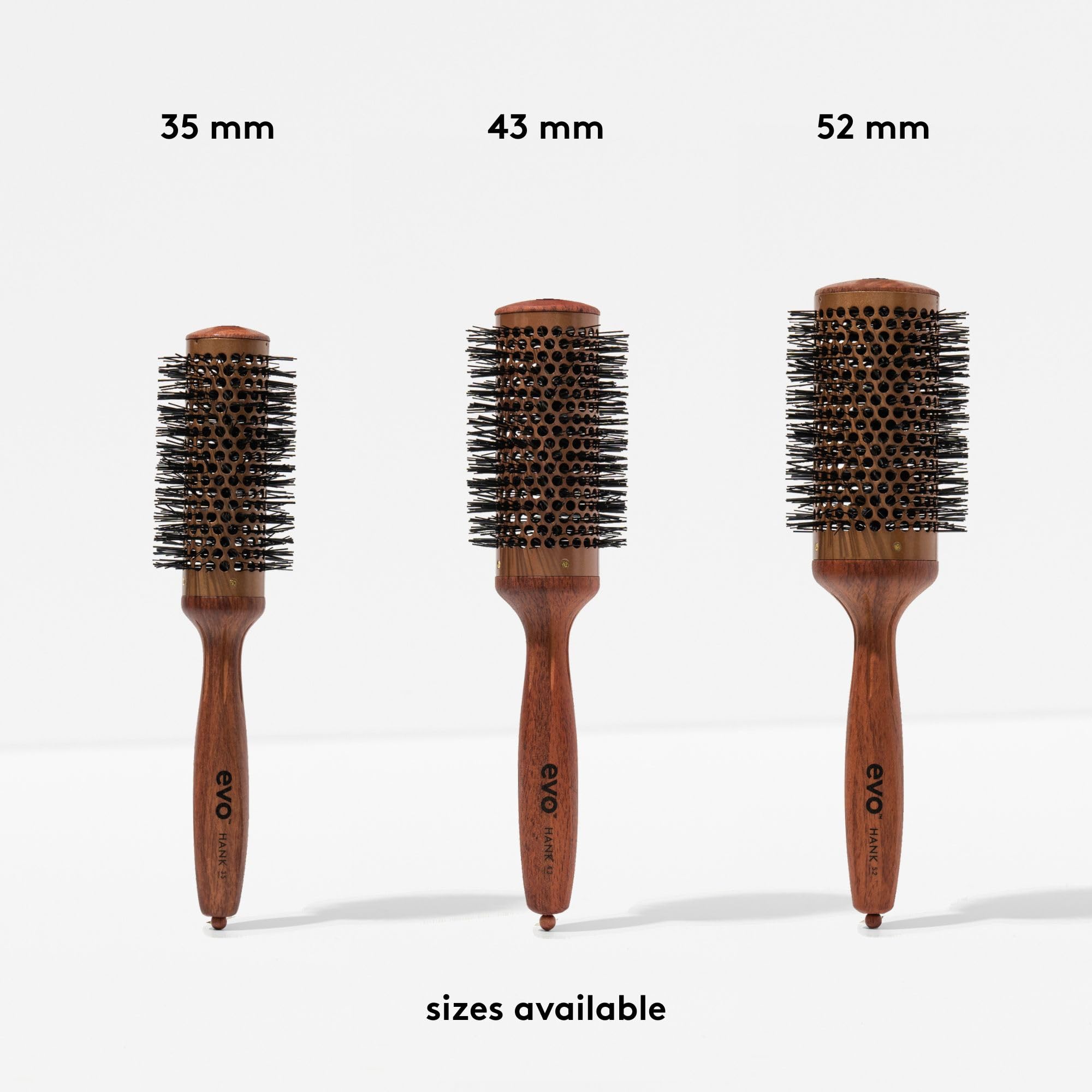 Evo Hank Ceramic Radial Brush 52 mm, ceramiczna szczotka do szybkiego i łatwego suszenia włosów, szczotka do włosów dla kobiet, kobiet i mężczyzn, wyprodukowana z certyfikowanego drewna