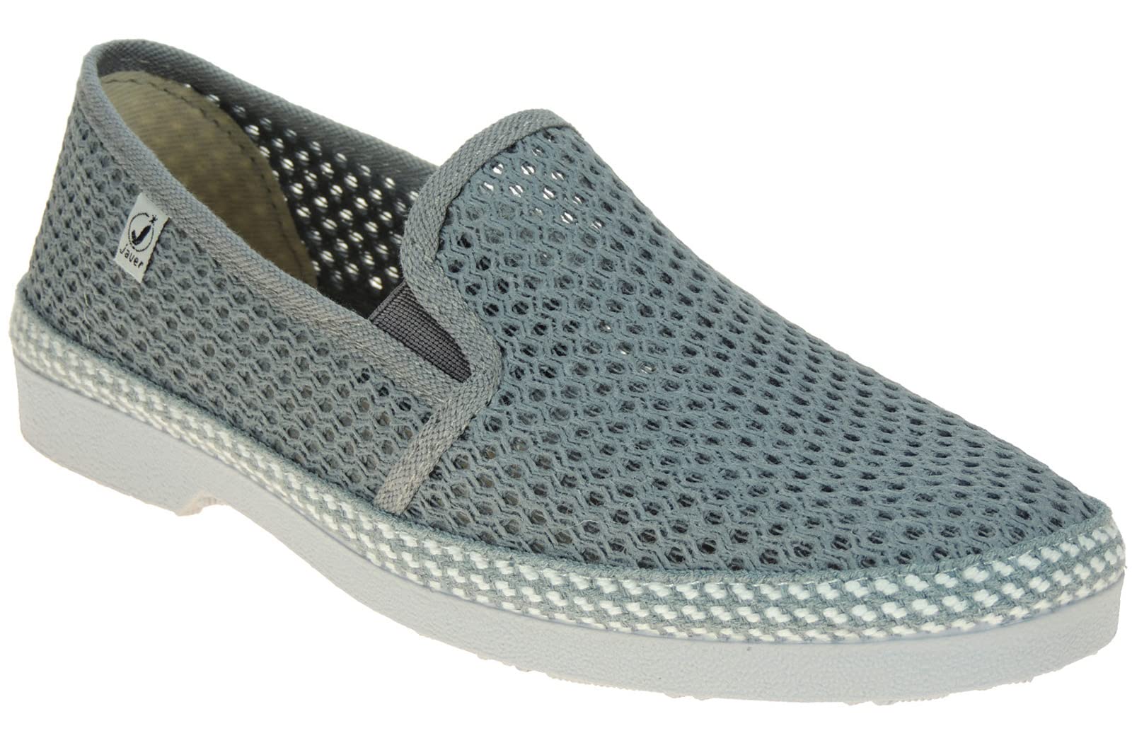 Calzados Romero. JAVER. Zapatilla Cerrada en Rejilla Algodón para Hombre. Plantilla Esparto. Piso de Goma. Gris Talla 45