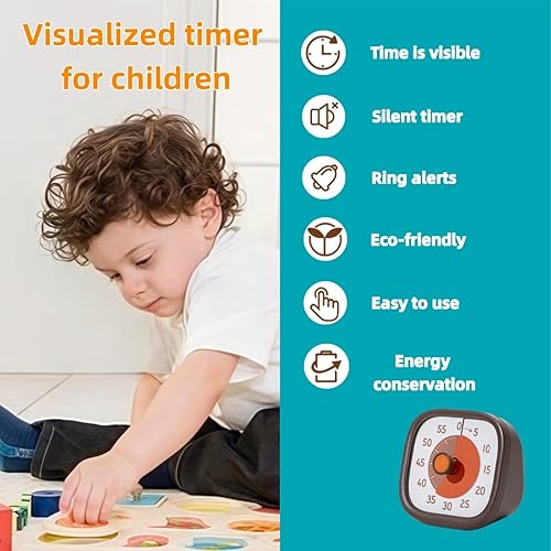 Miniatura 6 de Temporizador visual para niños, temporizador de tiempo, temporizador de 60 minutos para niños para aula, oficina en casa, temporizador de cuenta