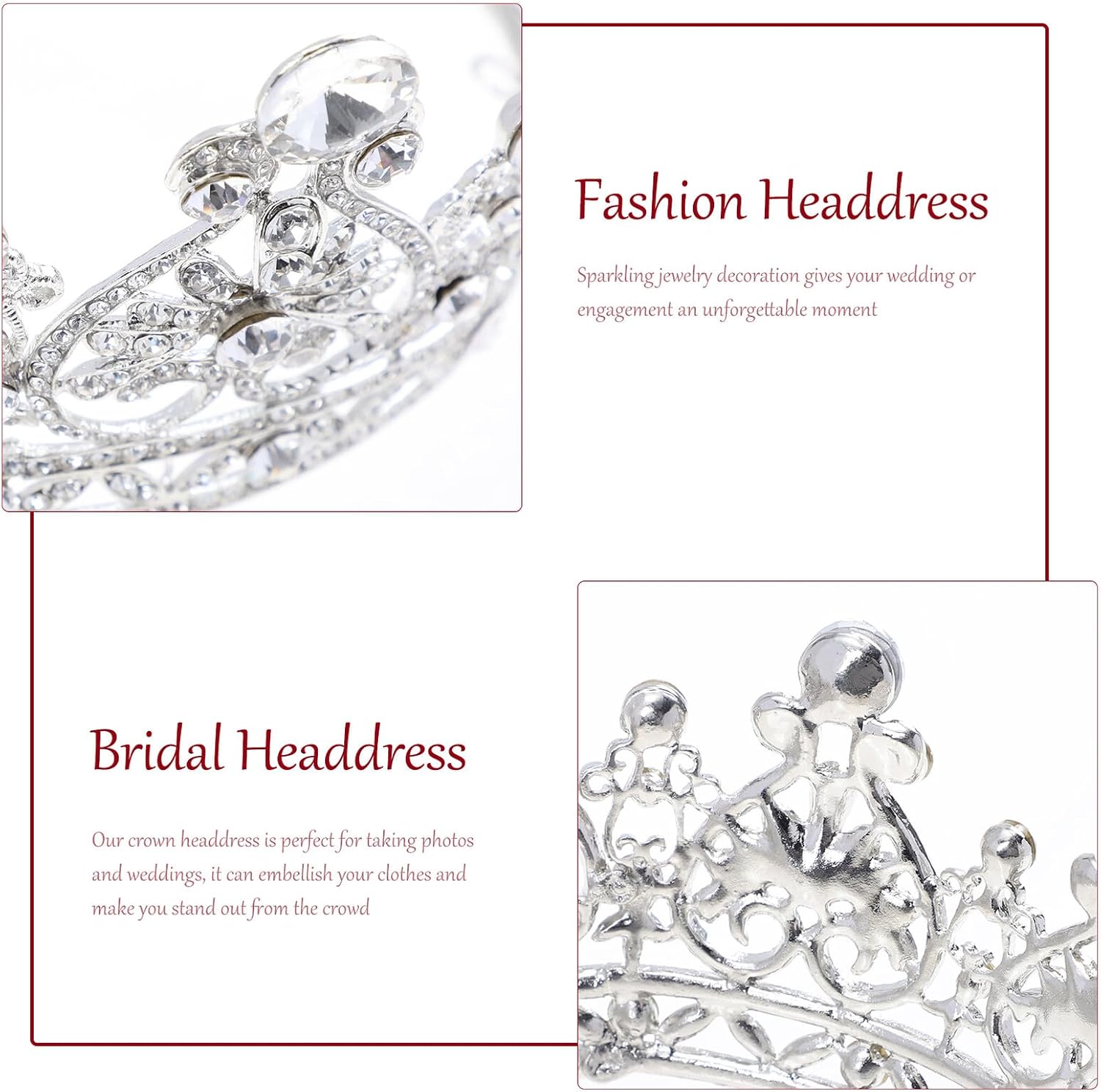 YARNOW Baroque Retro Silver Wedding Hair Accessory Bride Crown Tiara Delicate round Headdress for Bridal Party and Ceremony