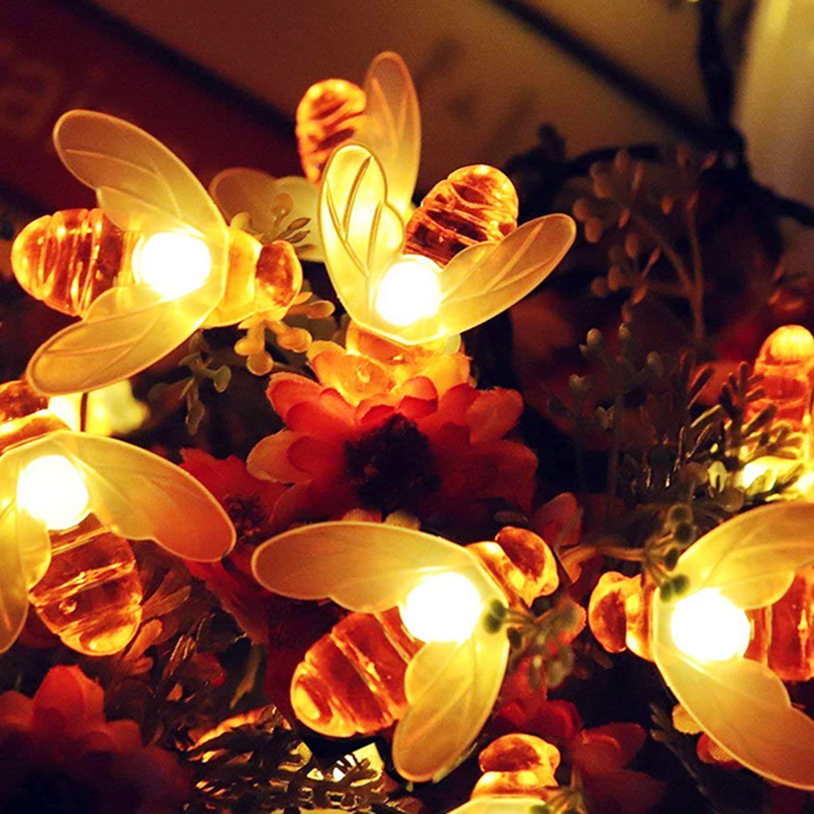1 set 5m 20leds luci a stringa solari a forma di ape, impermeabili per esterni, luci colorate per decorazione del giardino e del prato - patio, prato e giardino