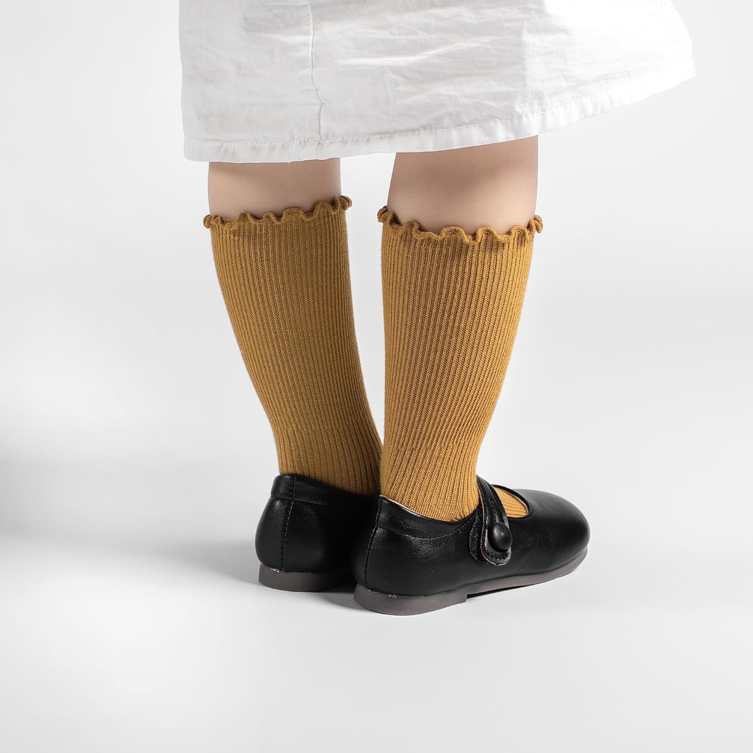 BISOUSOX Girls Socks 6-8 Years Old White Ruffle Socks Cute Crew Frilly Ruffled Kids School Dress Sock for Girls 8-10 12 - Image 7