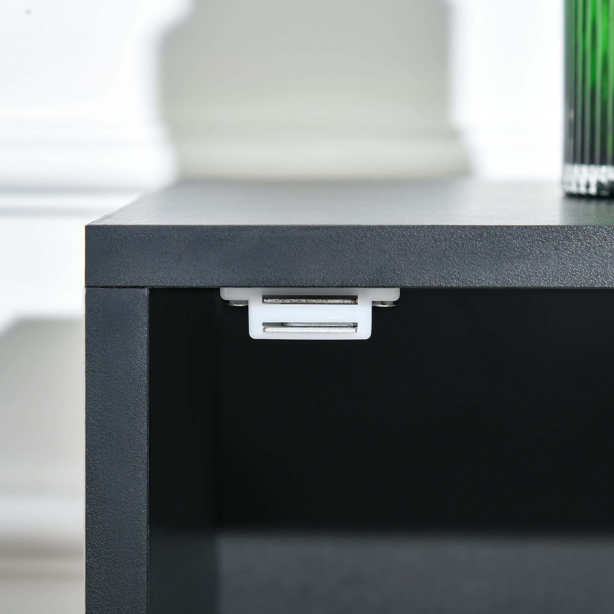 HOMCOM Armoire de Rangement à roulettes à 3 Niveaux avec roulettes et Portes en métal pour Bureau à Domicile, Salon, Noir