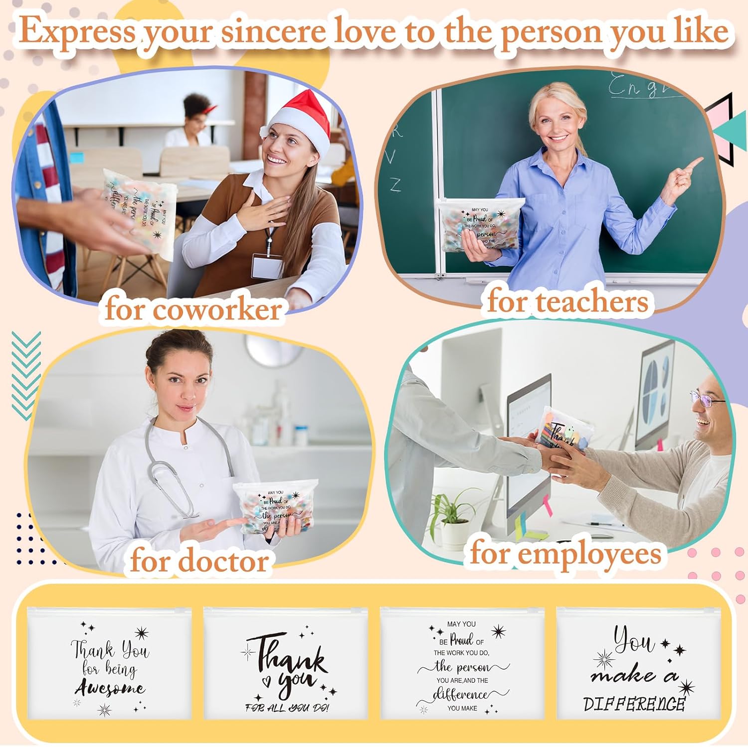 100 Pcs Employee Appreciation Gifts Bulk Cosmetic Bags EVA Clear Cosmetic Bag Toiletry Cosmetics Gift for Women Birthday Employee Coworker Colleague Staff New Year Motivational Present(White) - Image 6