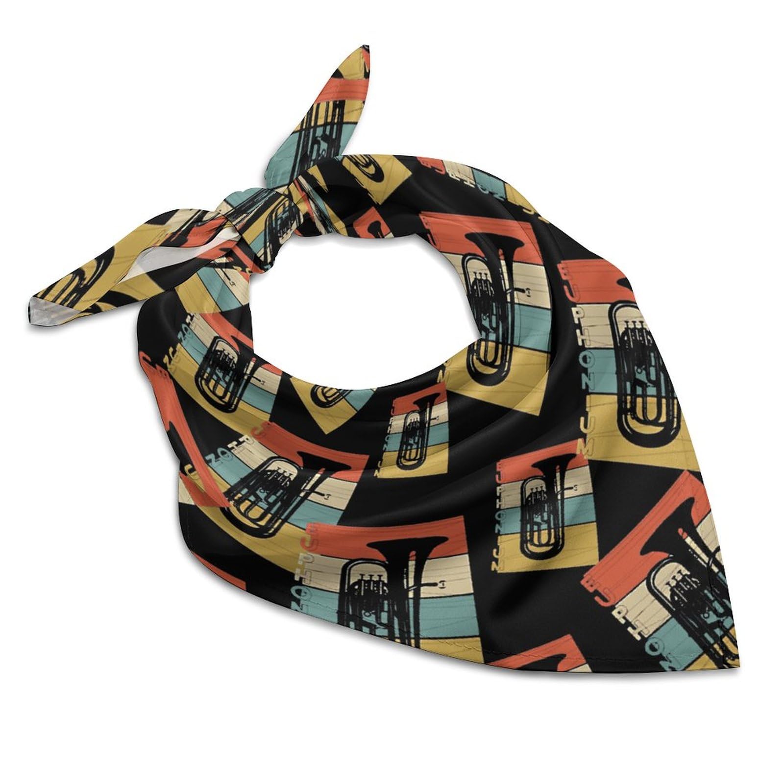 Fwjzdsp Unisex As Pic Euphonium Silk Head Scarf Neckerchief Square Scarves Vintage Bandanas For Men Women