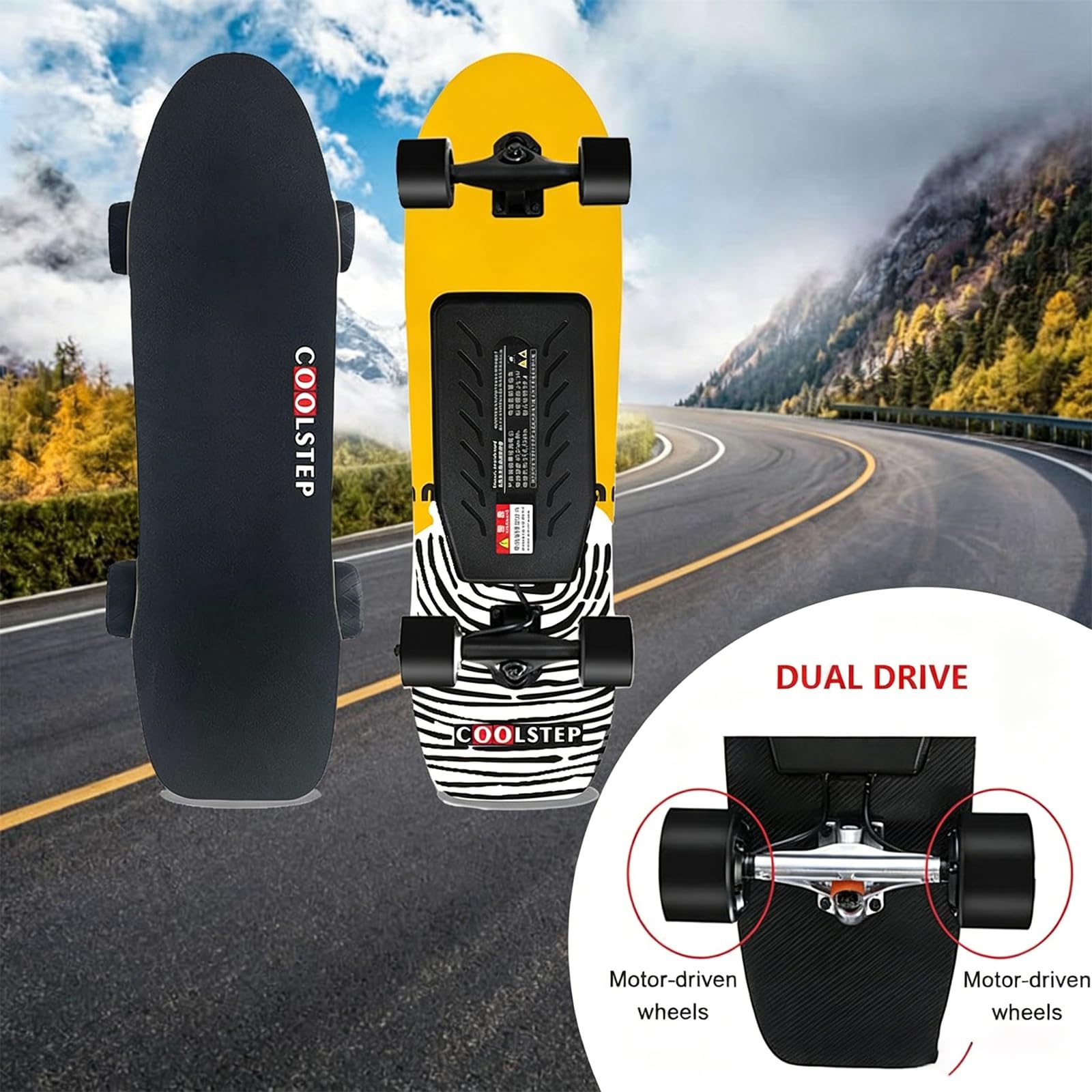 Skateboard Elettrico Con Telecomando, Cruiser Board Elettrico Brushless, Longboard Elettrico Da 400 W, Velocità Massima 42 Km/h E Autonomia Di 26 Km, Carico Massimo 150 Kg, Carta Vetrata Di