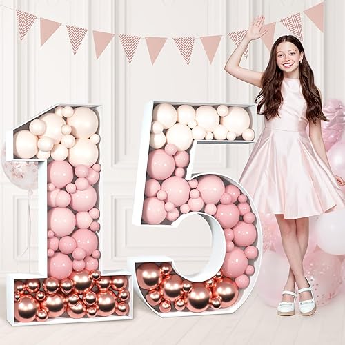 Miniatura 23 de imprsv Números de mosaico de 3 pies para globos, número de marquesina, marco de número de mosaico, globo de letrero 5 para decoraciones de fiesta