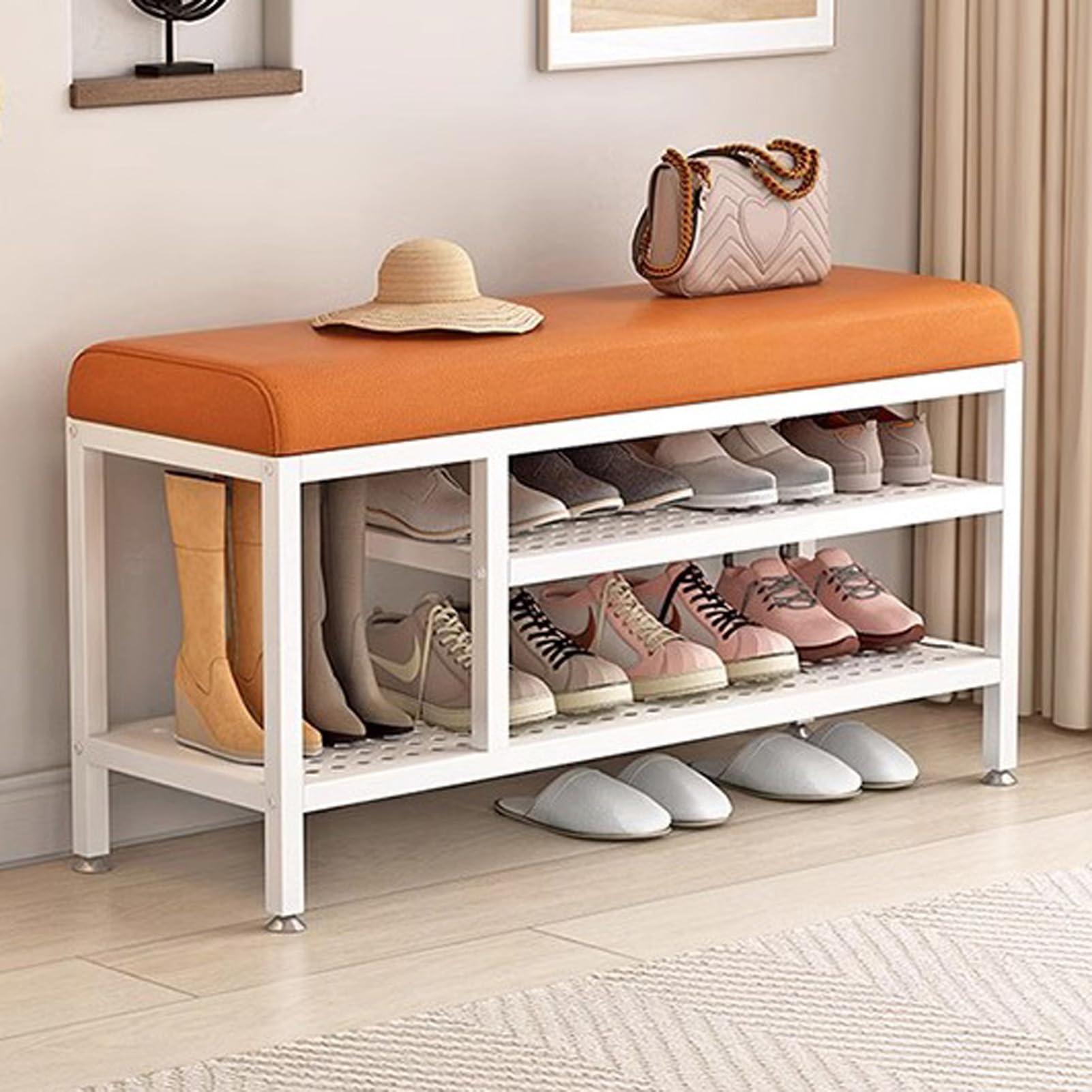 Banc à chaussures pour stopper le désordre au sol avec un banc siège d'entrée pratique