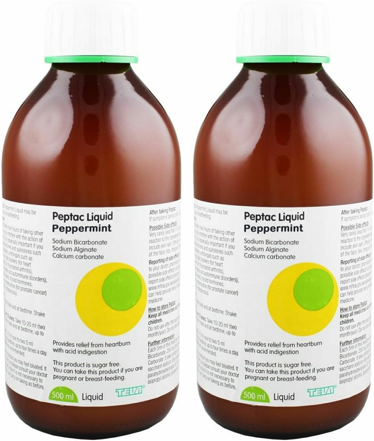 2 Peppermint Liquid 500ml Peptac | Heartburn Reflux
