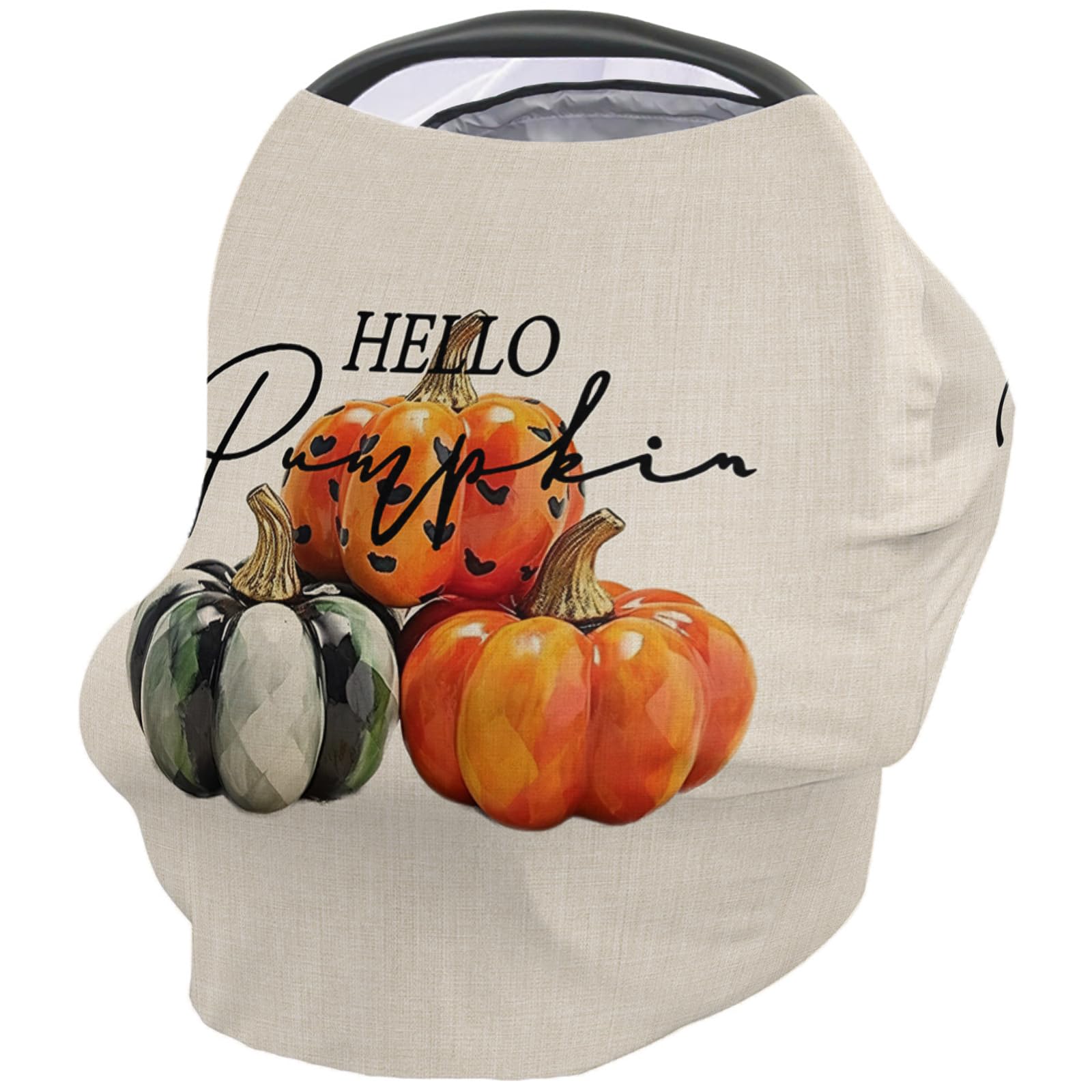Nursing Cover for Breastfeeding Scarf, Pumpkin Fall Thanksgiving Baby Car Covers Super Soft Multi Use for Canopy Shopping Cart Cover Blanket Stroller Cover