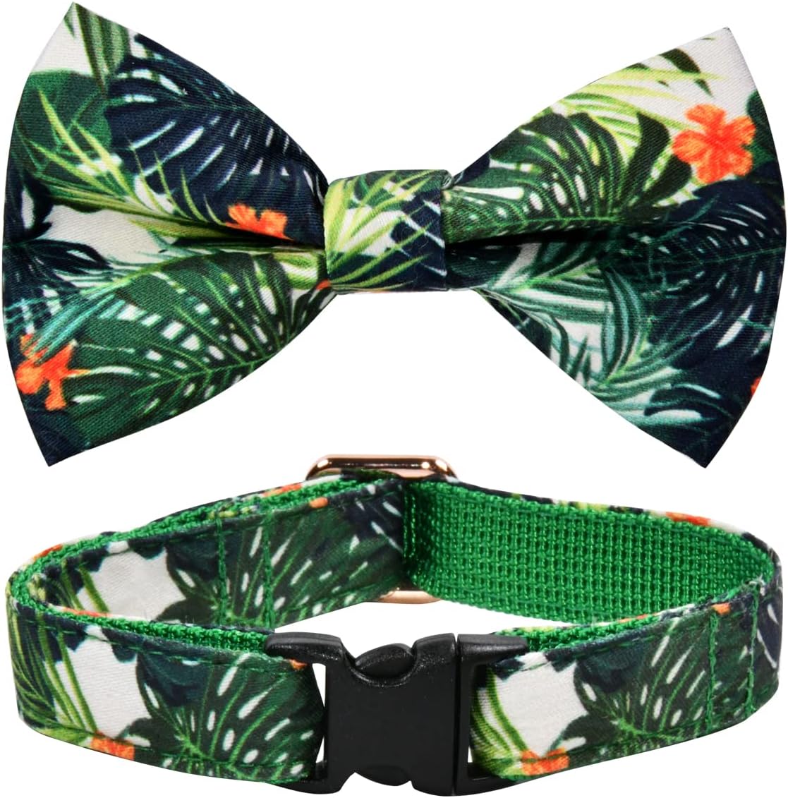 CSSPET Summer Tropical Breakaway Collar Cat Bow Tie with Bell, Unique Fashion Design Safety Buckle Kitty Bowtie Collar 7-11"