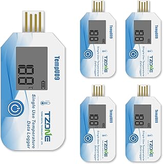 Tzone USB Temperature Data Logger Disposable Temp Recorder with PDF/CSV Report TempU09, Waterproof Digital Freezer Thermometer Datalogger 32000 Recording for Medical Refrigerator Transport Storage