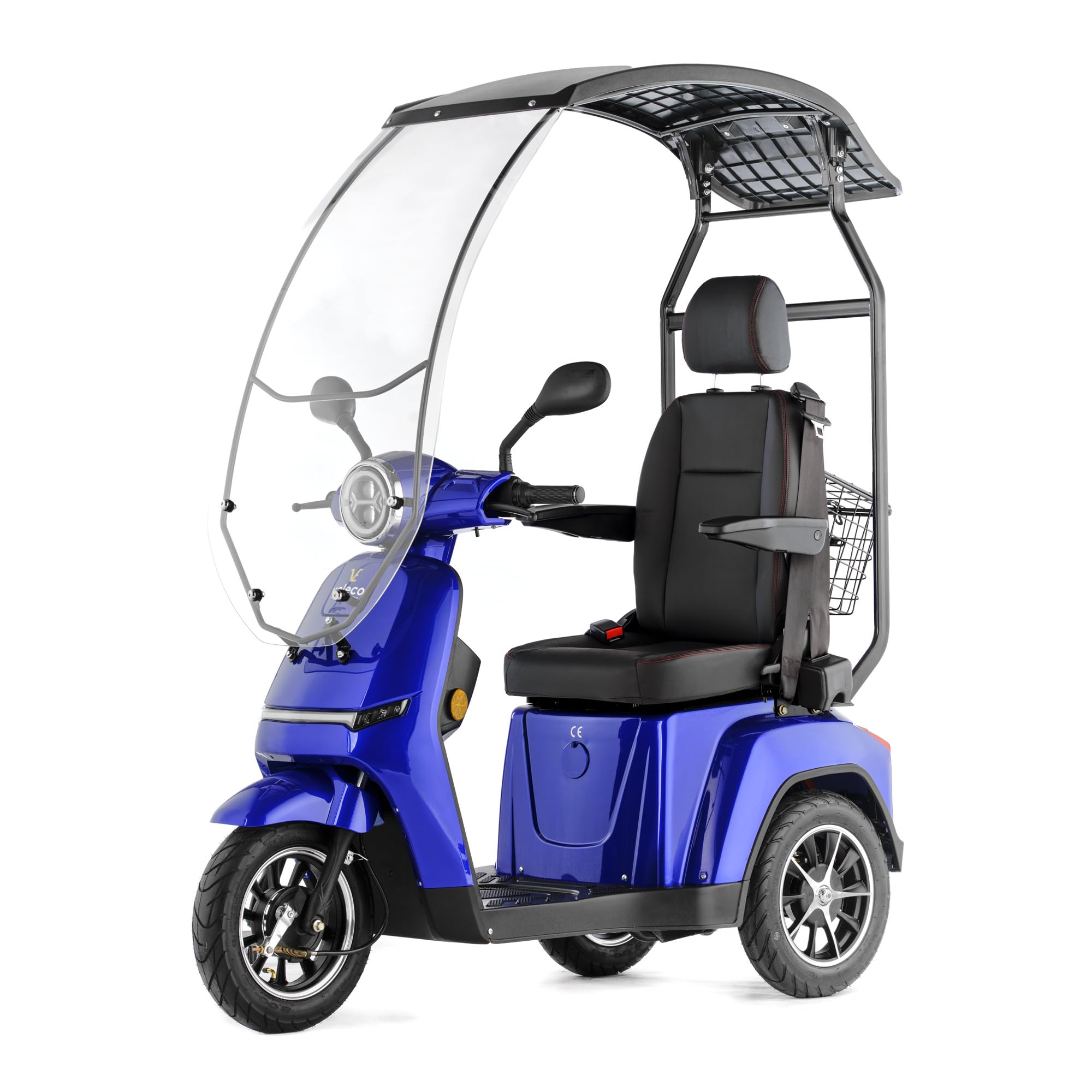 VELECO TURRIS con asiento de capitán ajustable y con techo y parabrisas, intuitivo y fácil de manejar. Dispositivo de movilidad completamente montado, ayuda para personas con discapacidad (Gris)