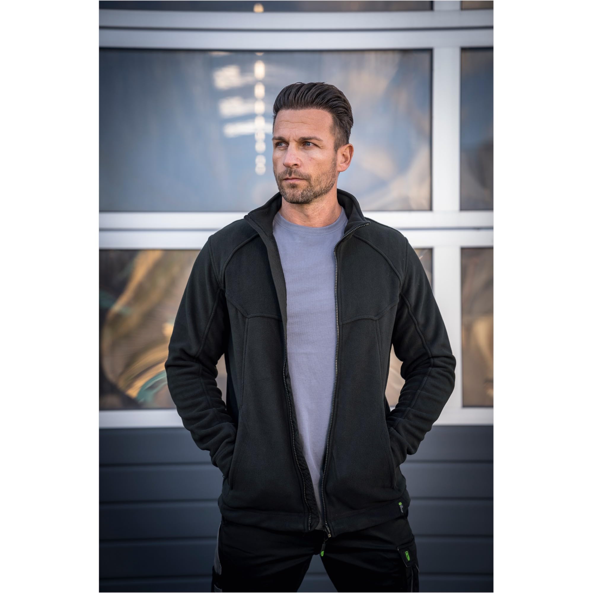 Leibwächter Casual Line Fleece Jacke Herren & Damen, Outdoor Fleecejacke warm mit Stehkragen, Arbeitsjacke mit Reißverschluss, Funktionsjacke mit verlängertem Rücken