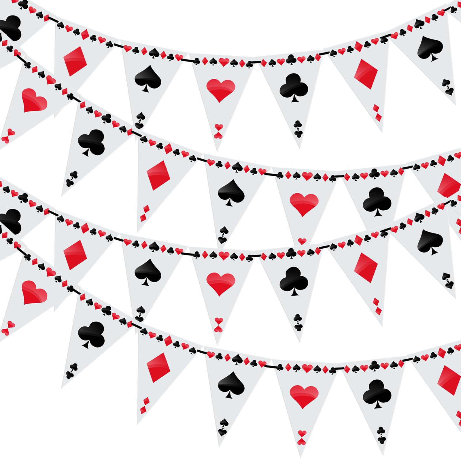 Boao 4 Pcs Wonderland Tea Party Decoration Card Suit Banner Poker Bunting
