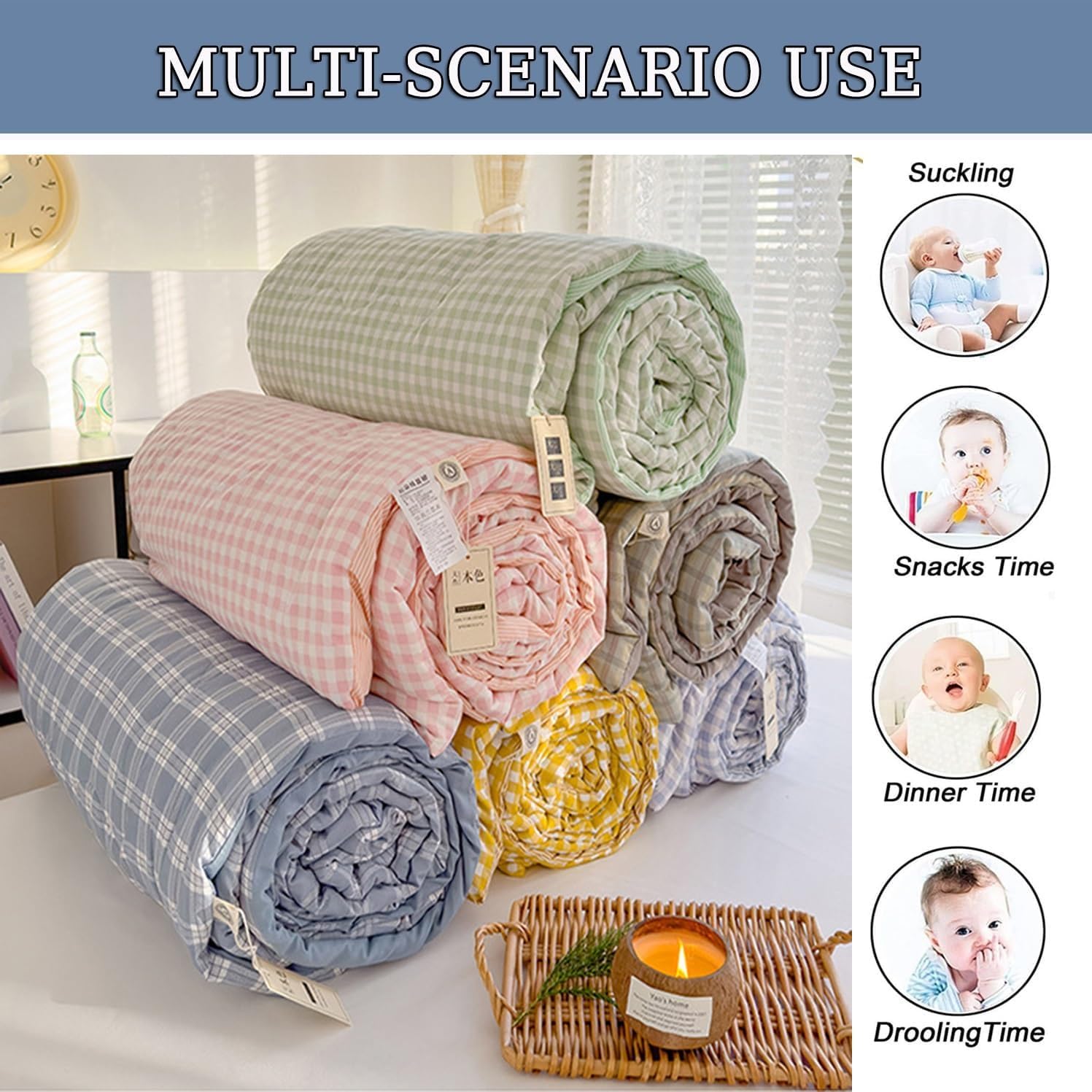 uyeoco Couette D'été, Couverture D'été Fraîche, 100% Coton Lavé, Courtepointe Fine, Douce Et Confortable, Légère Et Respirante, Lavable en Machine,(A2,200x230cm/79x91in)
