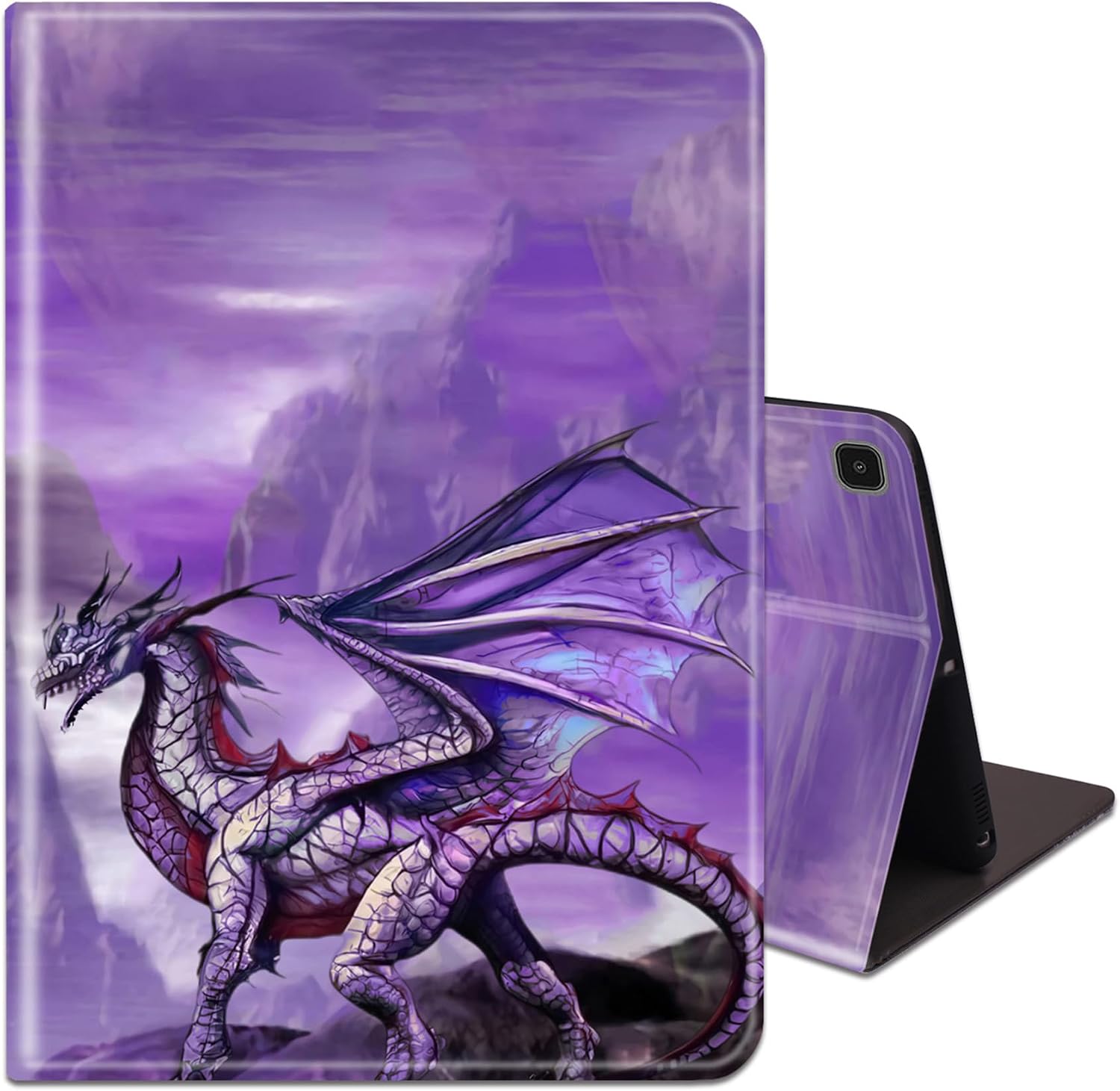for Samsung Galaxy Tab S6 Lite 10.4 Inch Slim Case with Adjustable Stand Cover with Auto Wake/Sleep Smart Cover for Samsung Galaxy S6 Lite (SM-P610/ P613/ P615/ P619)- Purple Dragon Purple Moon