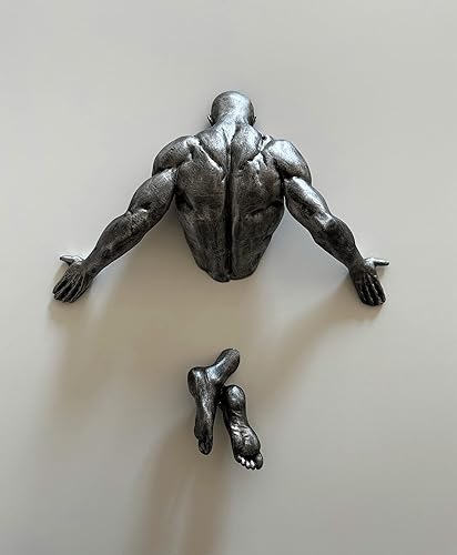 Hombre saliendo del arte de la pared, estatua de pared, escultura de pared moderna, decoración de pared, colgantes abstractos