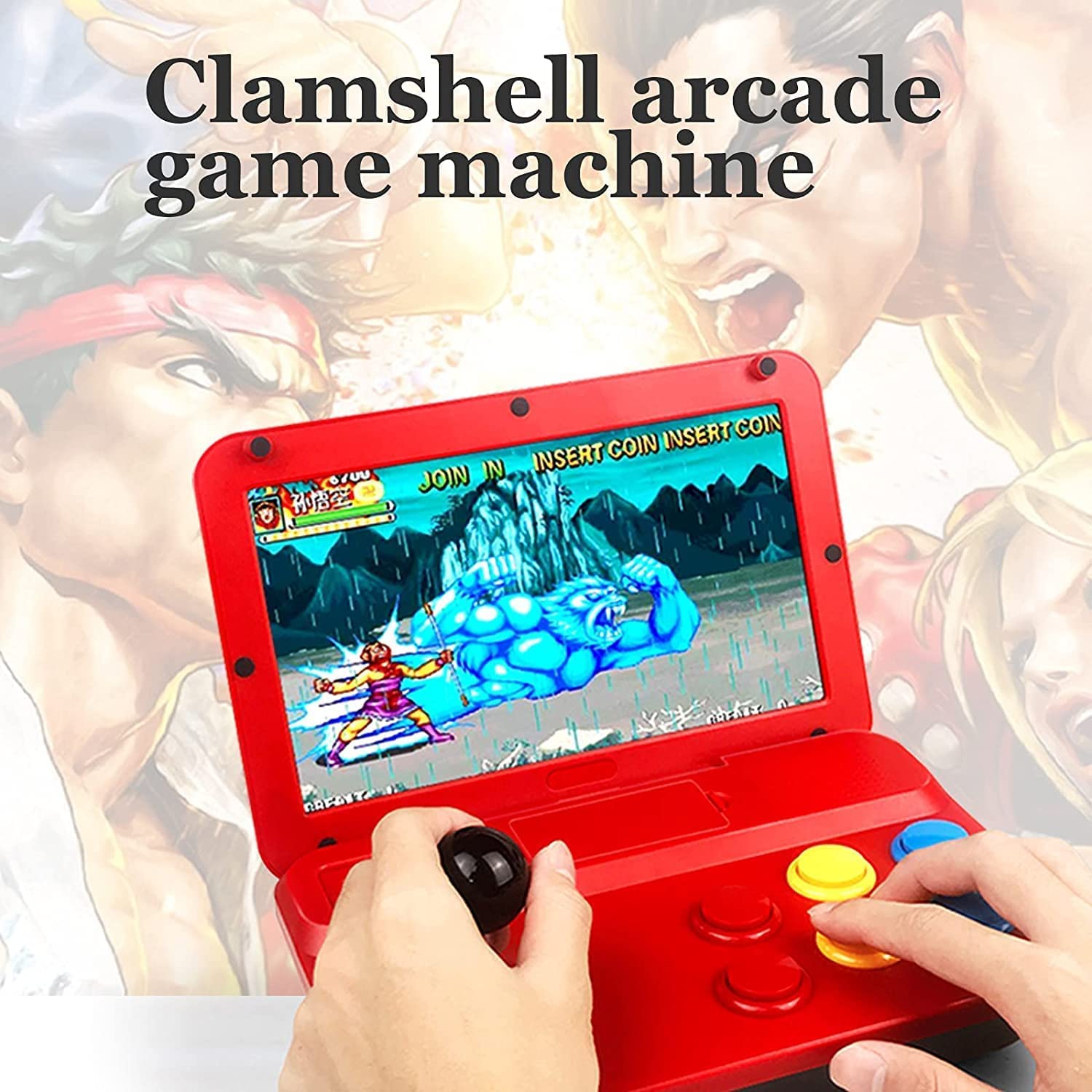CHROX Console di Gioco Arcade, Console di Gioco retrò Portatile 10 Pollici 4600 Lettore di Giochi Classici, Uscita TV HDMI Console per Videogiochi Portatile con Joystick 1PCS