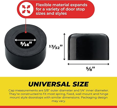 Miniatura 3 de Puntas de repuesto de goma prémium para tope de puerta, parachoques de puerta, tapas de bisagra de resorte para protección de pared y piso, tamaño