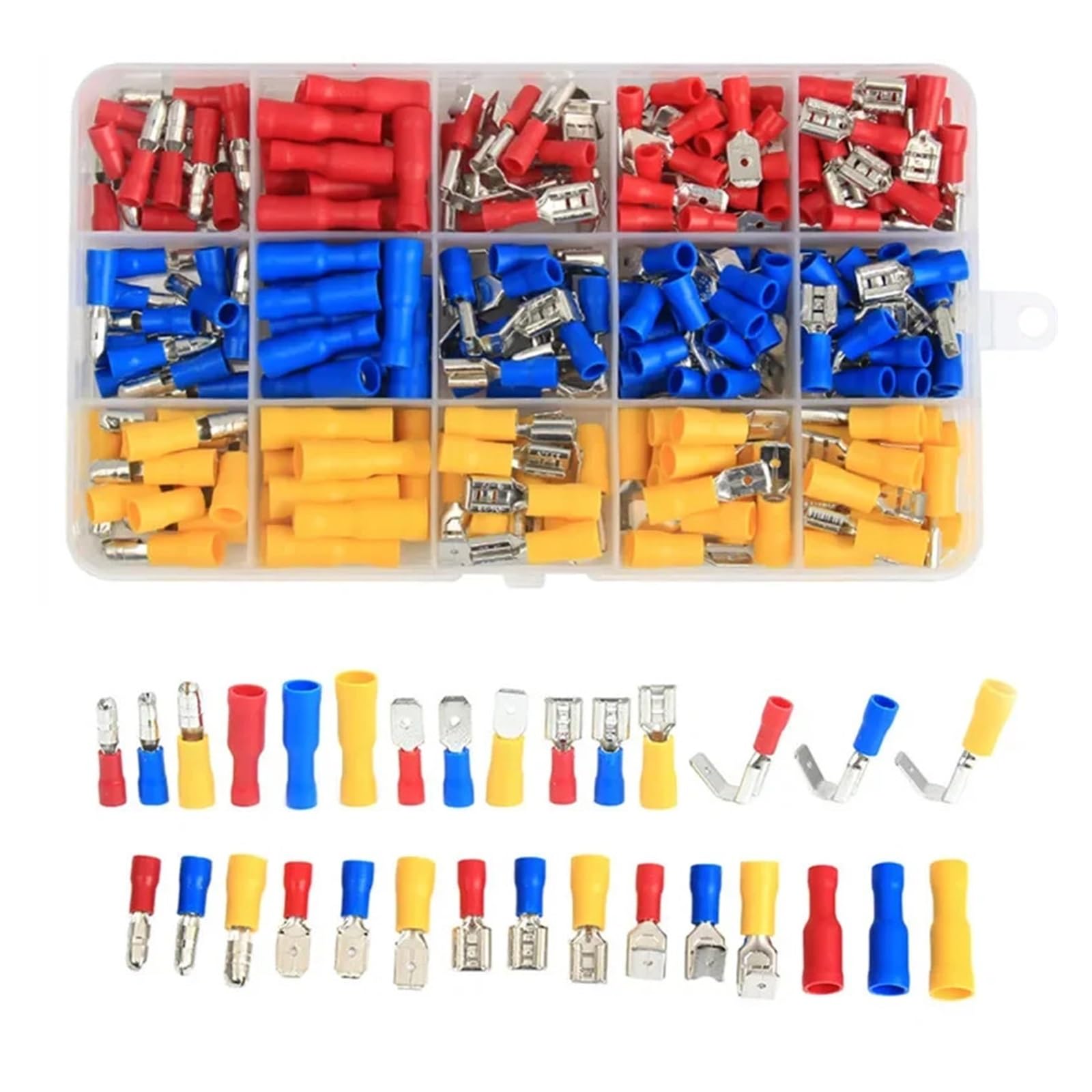 QMKADFQXF 236PCS Assorted Spade Piggyback Crimp Terminals Kit Insulated Electrical Wire Cable Connectors AWG22-10/0.5-6.0mm2