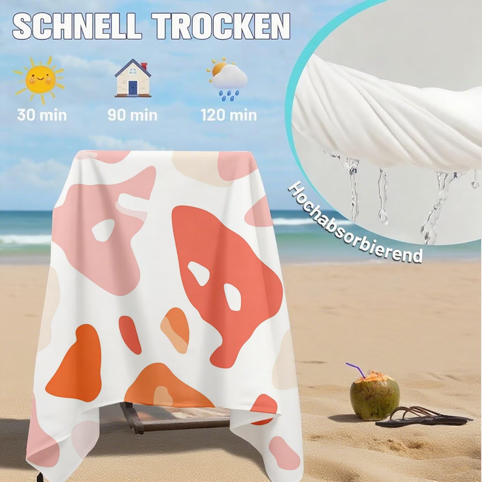 Serviette de Plage XXL 90x200,Rose Serviette Plage Microfibre avec Séchage Rapide, Anti-Sable, Absorbante Fonction Design pour Vacances Piscine Pique-Nique Voyages Yoga, Cadeau Femme 2 Pack Q-637