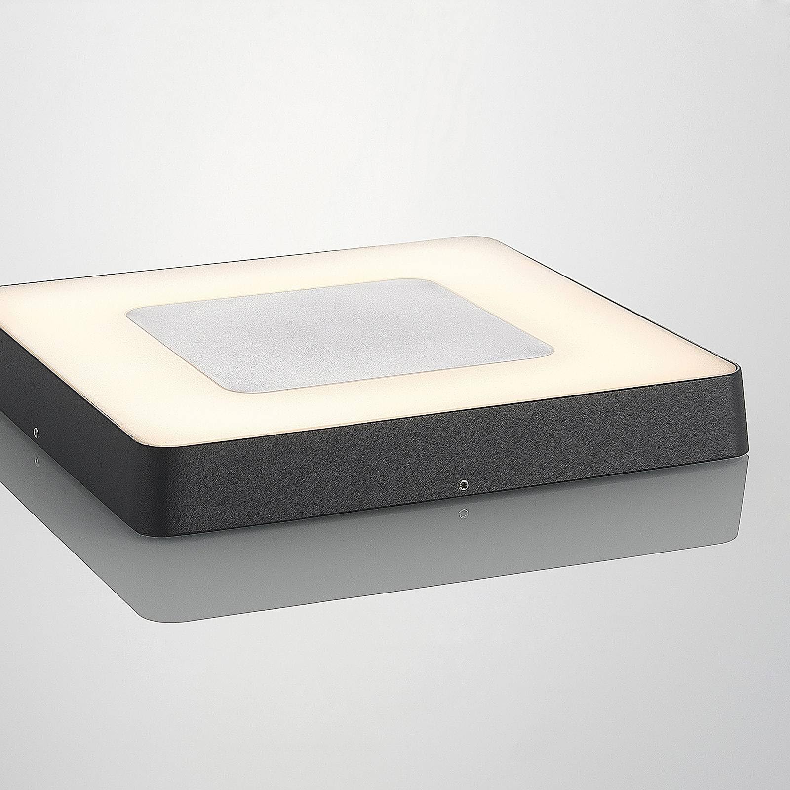 Lucande LED Lámparas de techo Sora (Moderno) en Negro hecho Aluminio (1 llama, lámpara exterior para el jardín, la terraza balcón y vivienda