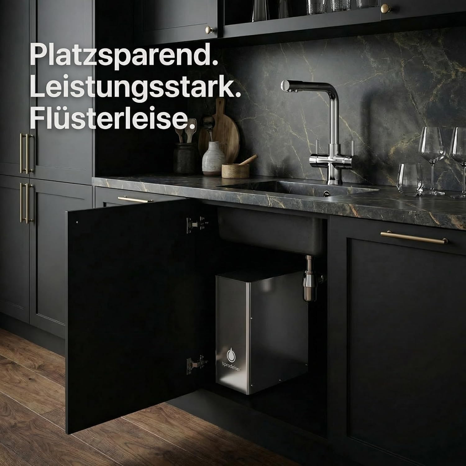 Untertisch Wassersprudler System INOX Trinkwassersprudler mit 5-Wege Wasserhahn Küche, Sprudelwasser & stilles Wasser direkt aus Wasserhahn | ESTETICA Edelstahl, Mit 2KG Co2 Flasche