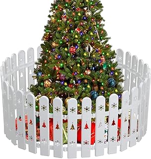 Christmas Tree Fence for Pets & Decorations - 30 pcs White Picket Fence Panels for Cat Puppy Dog,Indoor Mini Christmas Tre...