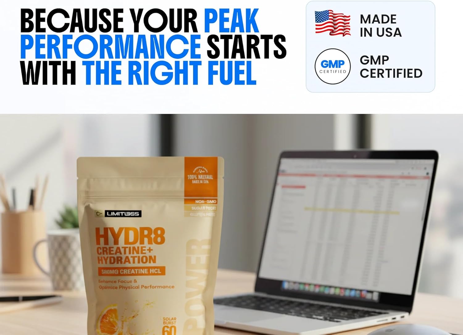 Limitless HYDR8 Creatine + Hydration Gummies - 30 Day Supply