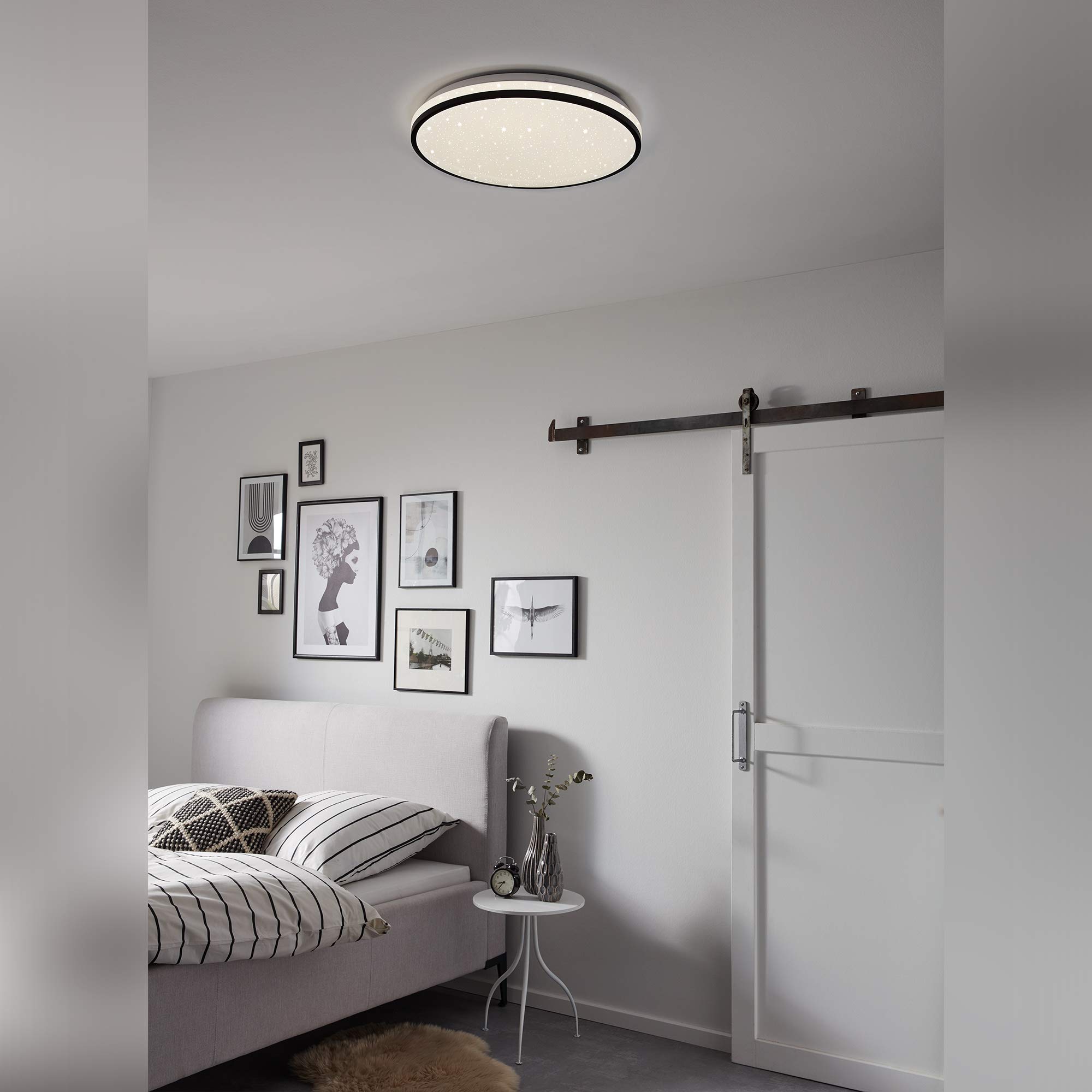 Briloner Leuchten - Lampa sufitowa LED, lampa sufitowa z motywem gwiazd, 24 W, 2200 lumenów, 4000 kelwinów, biało-czarny, Ø 38 cm, 3456-215