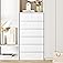 FOTOSOK 7 Drawer Dresser, White Dresser Tall Dresser, 23.6W x 15.7D x 46.7H in White Chest of Drawers with Large Storage Spac