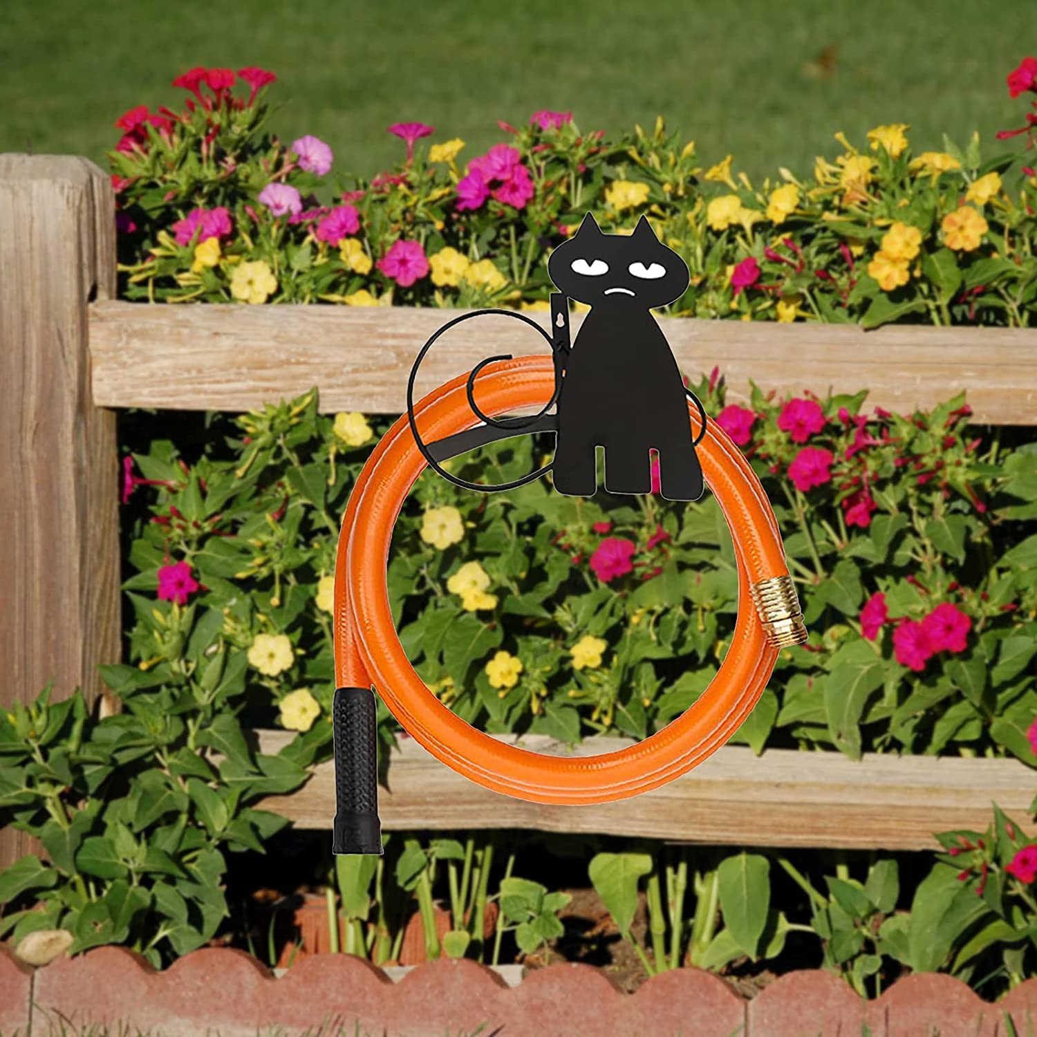 Uchwyt na ścianie ogrodowy uchwyt węża, ozdobny stojak wieszak na wąż metalowy, stojak na ścianę Heavy Duty Garden Water Pipe Rack Uchwyt Rack Organizator na zewnątrz Hos węża ogrodowego, czarny