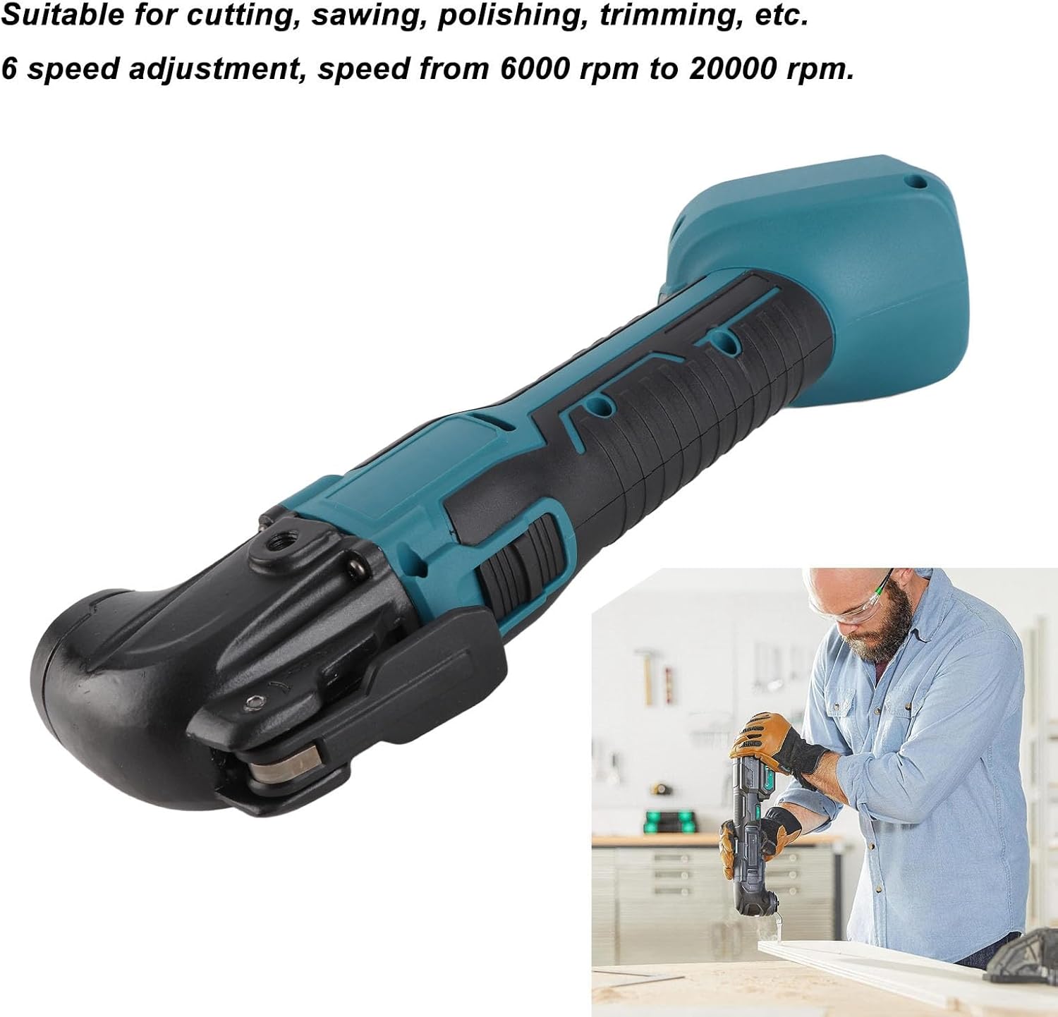 Oscillating Tool Kit for BL1830 BL1840, Oscillating Multitool Saw, 6000-20000RPM Cordless Oscillating Multi Tool with Triangle Sanding Tool, Stainless Steel Shovel Blade, Half Ro