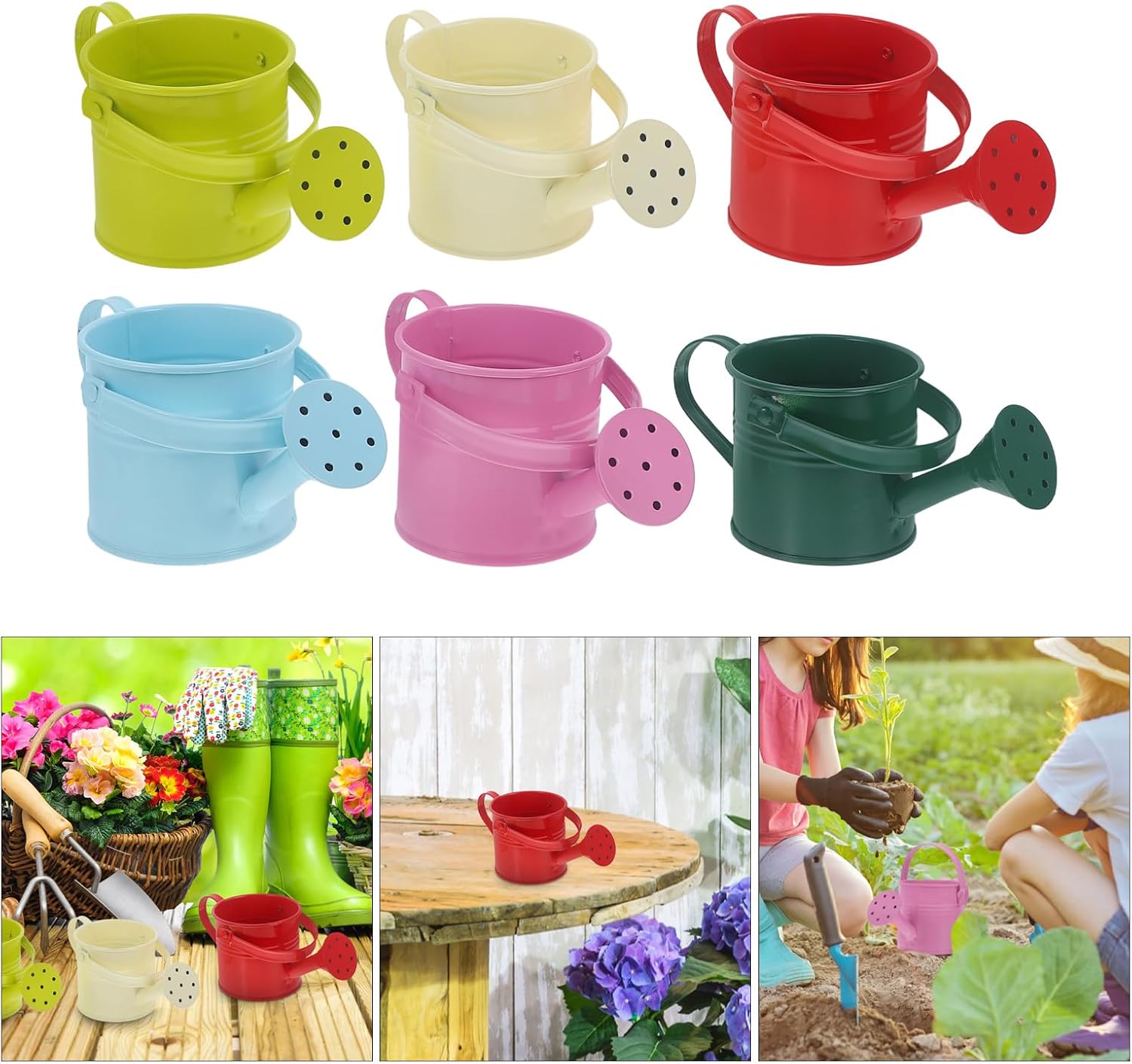 Yardwe 6-Pack Small Watering Cans for Indoor Plants Lightweight Mini Iron Watering Cans with Long Spout for Succulent and Air Plants Easy Carry Kids Gardening Watering Equipment 5.9 x 2.9 Inch