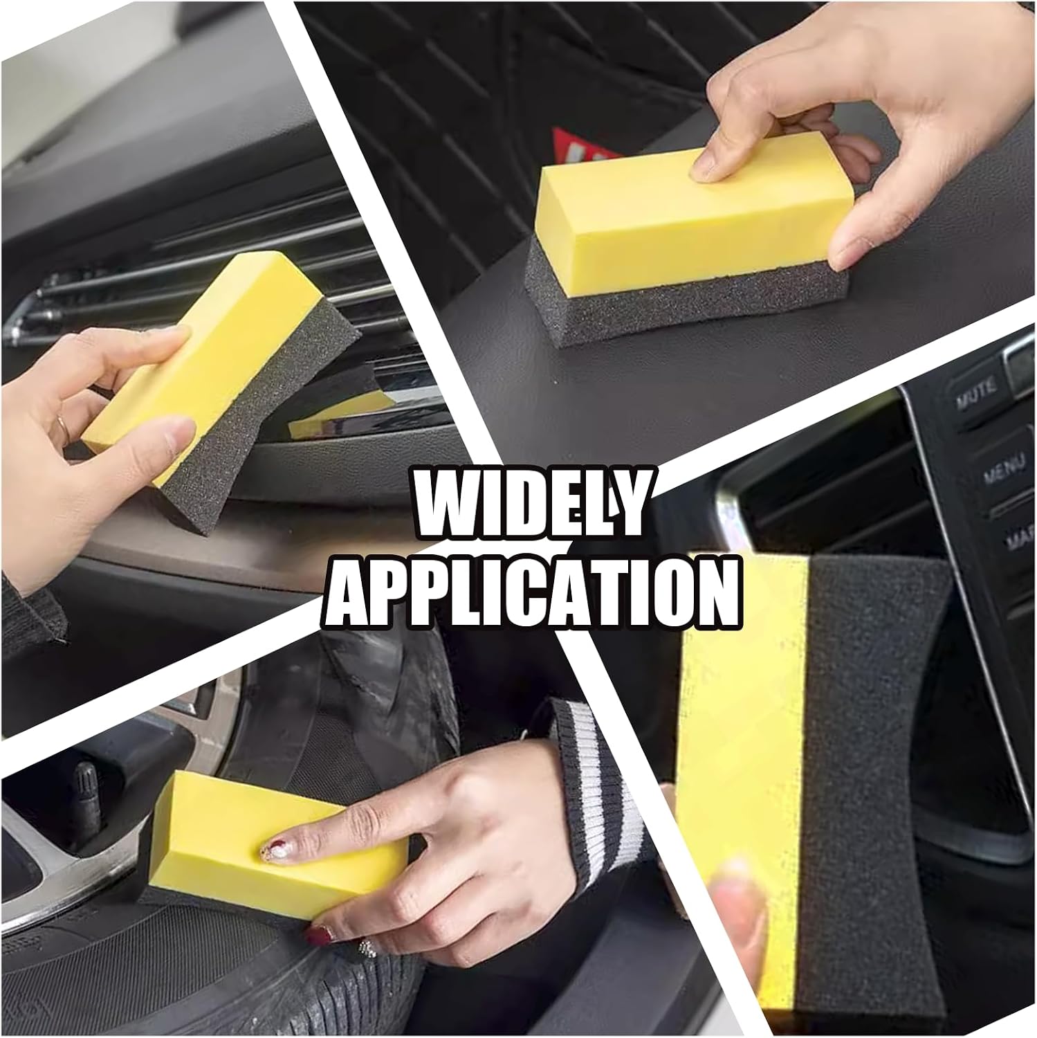Uenhoy 4 Pcs Tire Dressing Applicator Pads Contour Shine Sponge Car Detail