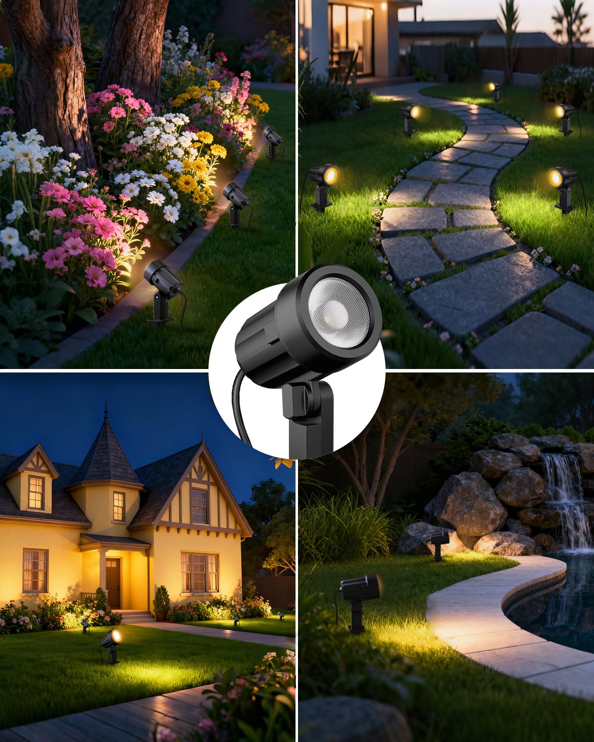 ZZXX All-in-One Low Voltage Landscape Lighting Kit, 12-Pack LED