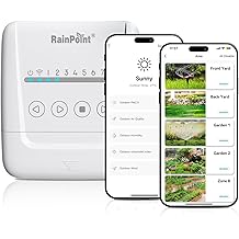 RAINPOINT 8 Zone Smart Sprinkler Controller - Local Weather Intelligence WiFi Sprinkler System Controller, Easy Install APP Control Irrigation System, Sprinkler Timer for Garden Yard