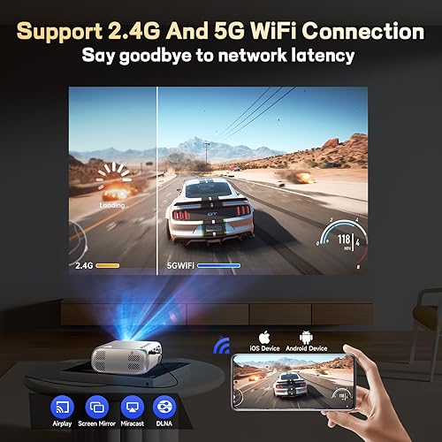 Miniatura 3 de Proyector con WiFi y Bluetooth, mini proyector portátil 1080P HD de 170 pulgadas, proyector de cine para exteriores, compatible con
