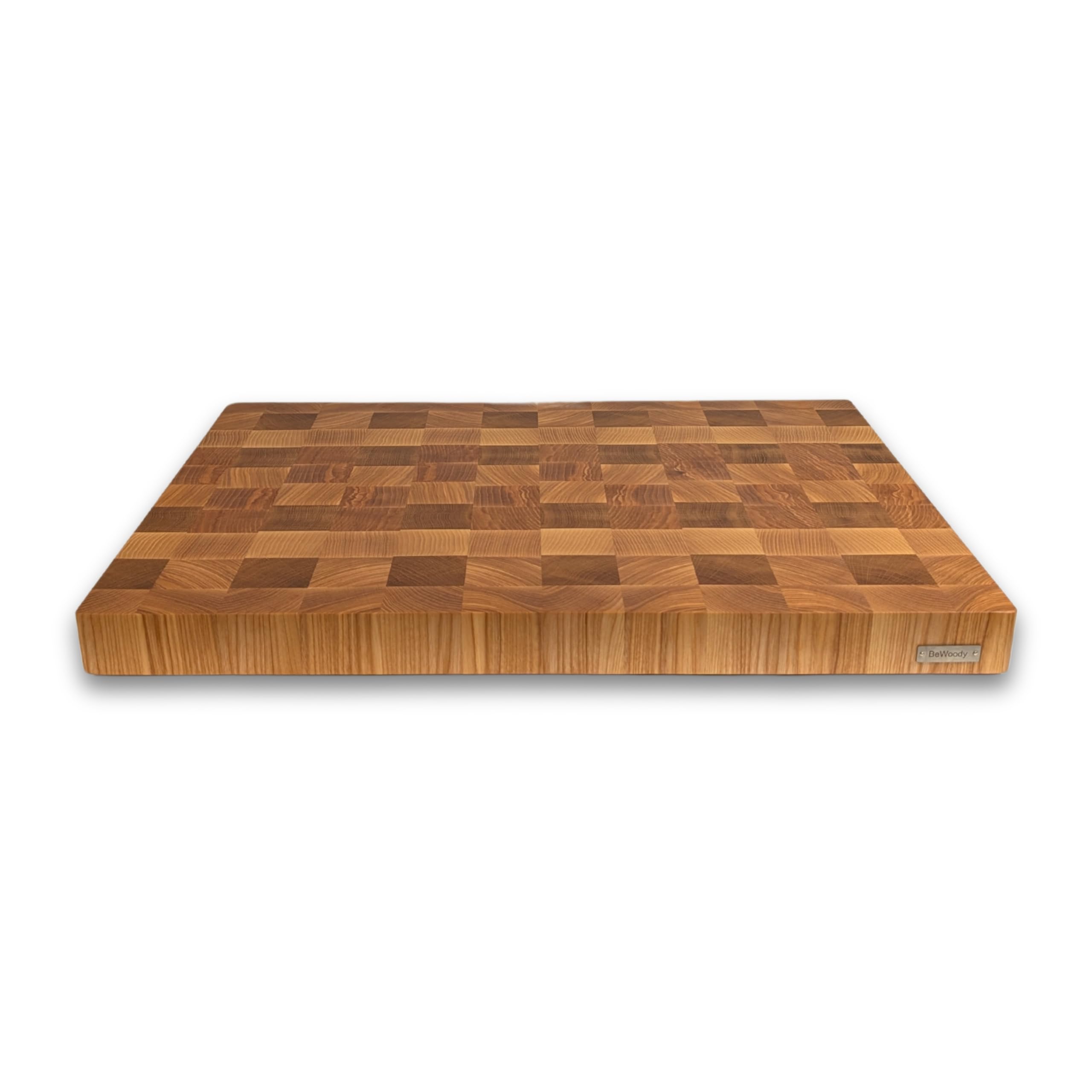 XXXL Stirnholz Schneidebrett 60×40×4,5 cm – Premium Hackblock aus Eiche & Esche – Küchenbrett massiv mit Griffmulden & rutschfesten Silikonfüßen – extra groß & langlebig
